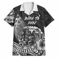Hawaii Surfing Personalized Hawaiian Shirt Born To Surf Tiki Hawaiian Pattern LT14 Black - Polynesian Pride