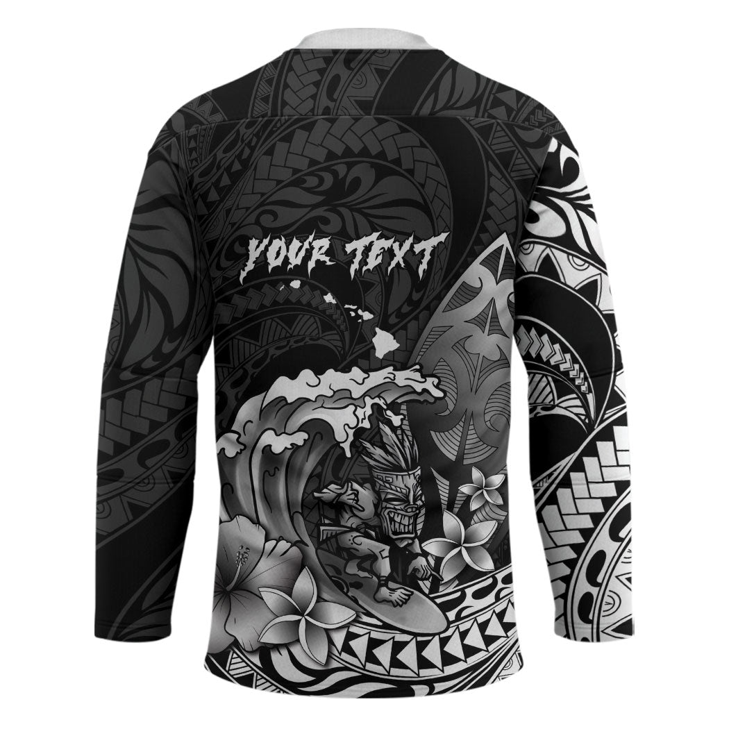Hawaii Surfing Personalized Hockey Jersey Born To Surf Tiki Hawaiian Pattern LT14 - Polynesian Pride
