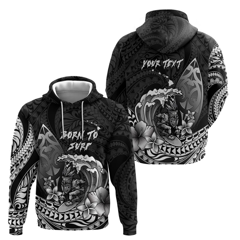 Hawaii Surfing Personalized Hoodie Born To Surf Tiki Hawaiian Pattern LT14 - Polynesian Pride