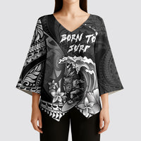 Hawaii Surfing Personalized Kimono Sleeve Blouse Born To Surf Tiki Hawaiian Pattern LT14 - Polynesian Pride