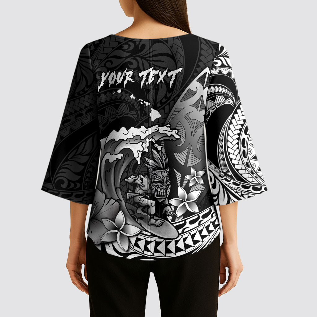 Hawaii Surfing Personalized Kimono Sleeve Blouse Born To Surf Tiki Hawaiian Pattern LT14 - Polynesian Pride