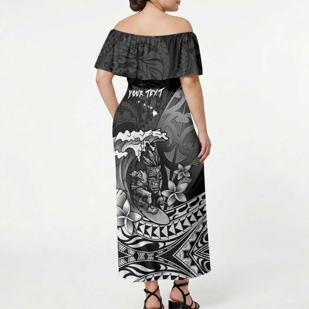 Hawaii Surfing Personalized Off Shoulder Maxi Dress Born To Surf Tiki Hawaiian Pattern LT14 - Polynesian Pride