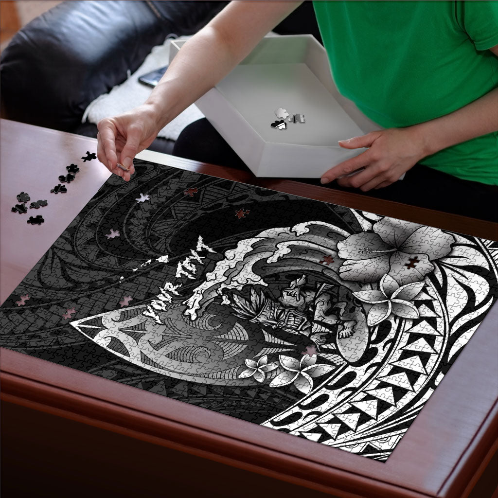 Hawaii Surfing Personalized Puzzle Born To Surf Tiki Hawaiian Pattern LT14 - Polynesian Pride