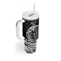Hawaii Surfing Personalized Tumbler With Handle Born To Surf Tiki Hawaiian Pattern LT14 - Polynesian Pride