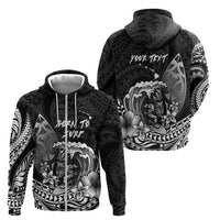 Hawaii Surfing Personalized Zip Hoodie Born To Surf Tiki Hawaiian Pattern LT14 - Polynesian Pride