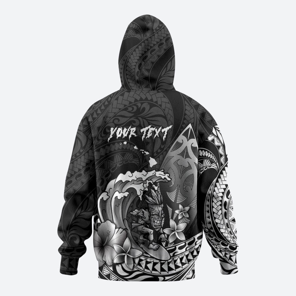 Hawaii Surfing Personalized Zip Hoodie Born To Surf Tiki Hawaiian Pattern LT14 - Polynesian Pride