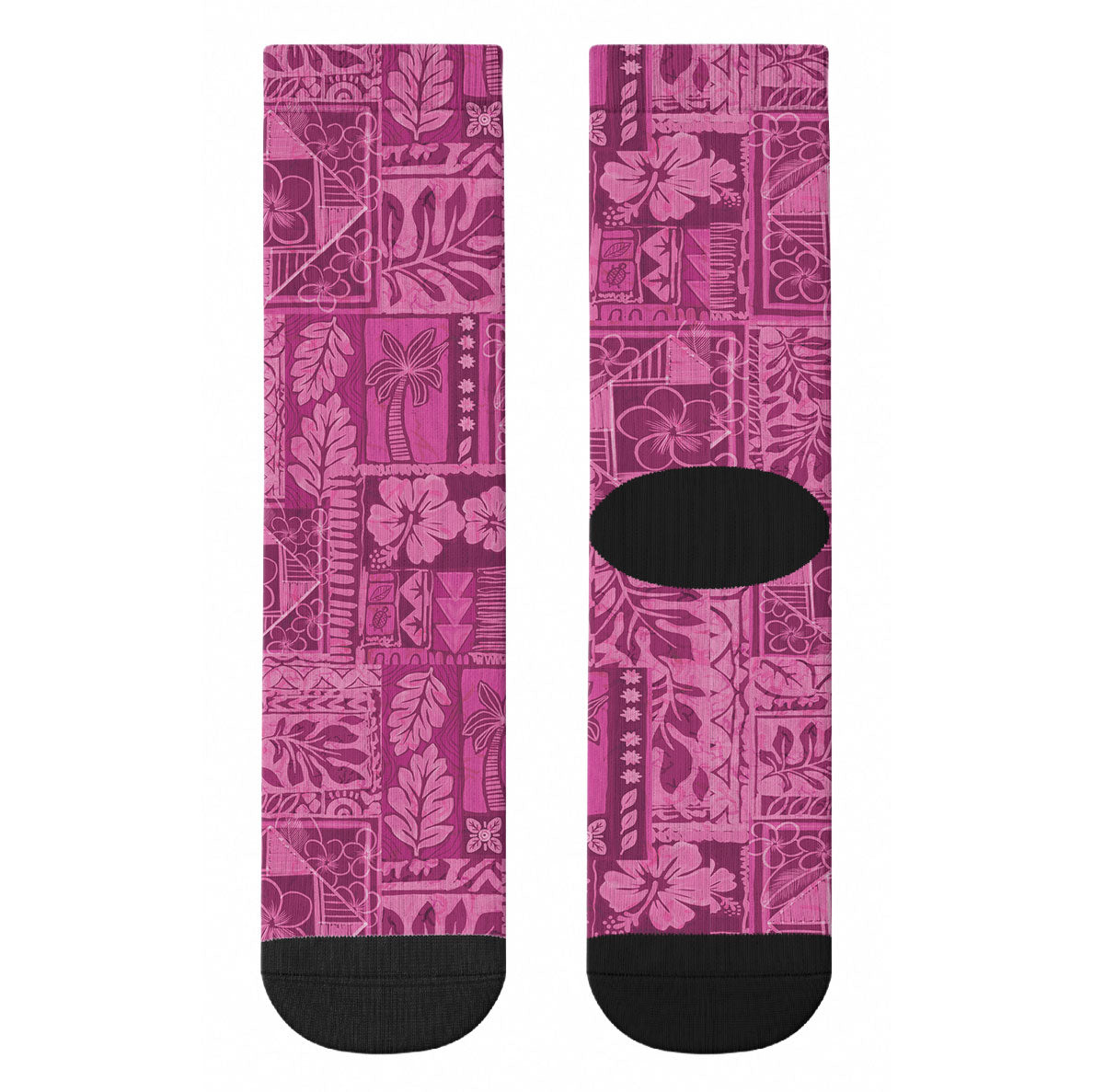 Hawaii Rainforest Beach Tropical Flowers Crew Socks LT14 - Polynesian Pride