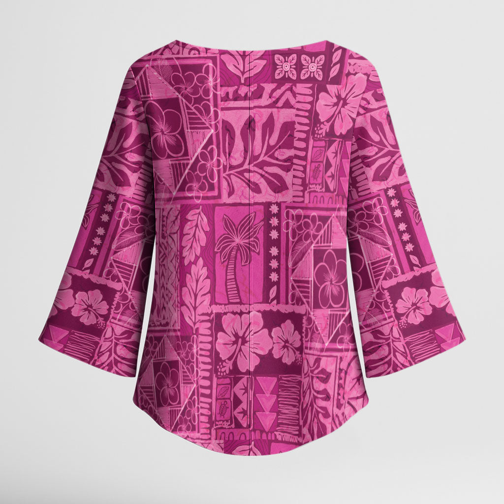 Hawaii Rainforest Beach Tropical Flowers Kimono Sleeve Blouse LT14 - Polynesian Pride