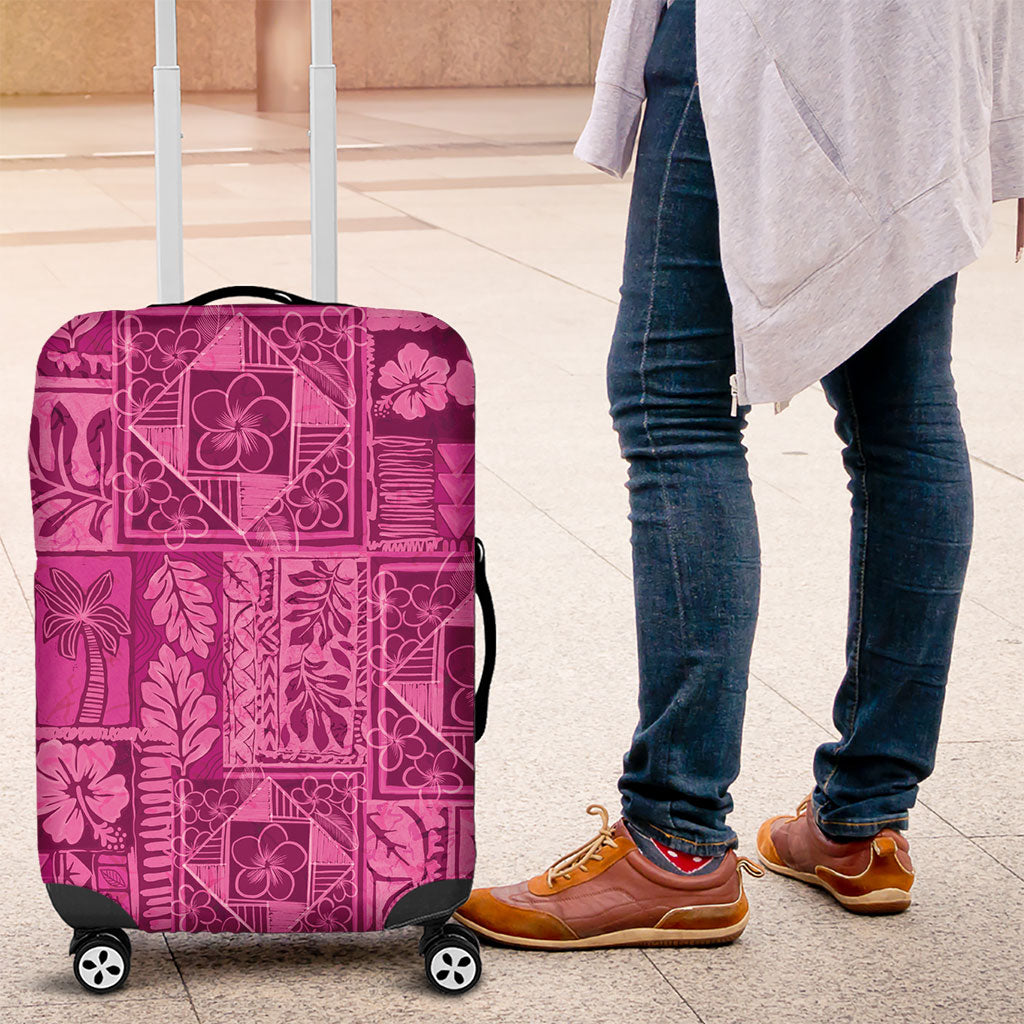 Hawaii Rainforest Beach Tropical Flowers Luggage Cover LT14 Pink - Polynesian Pride