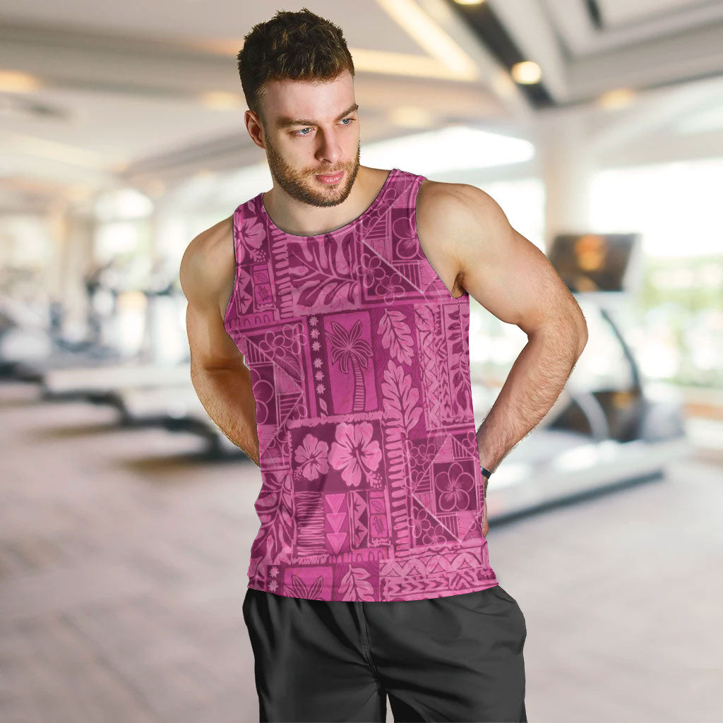 Hawaii Rainforest Beach Tropical Flowers Men Tank Top LT14 Pink - Polynesian Pride