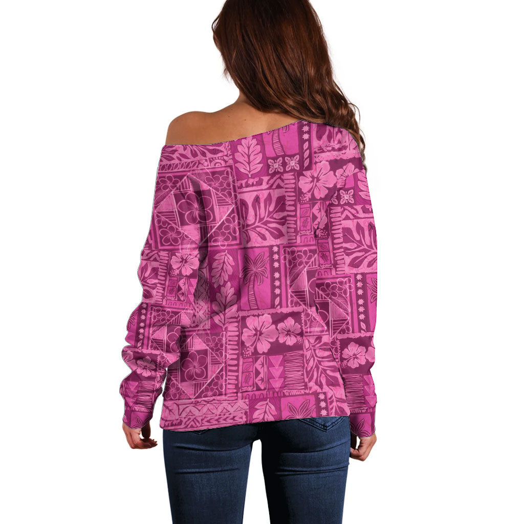 Hawaii Rainforest Beach Tropical Flowers Off Shoulder Sweater