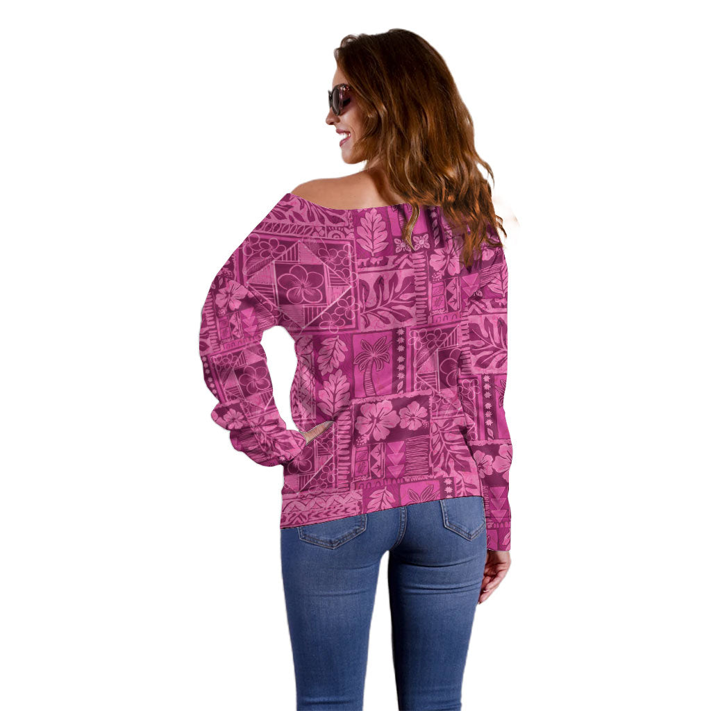 Hawaii Rainforest Beach Tropical Flowers Off Shoulder Sweater