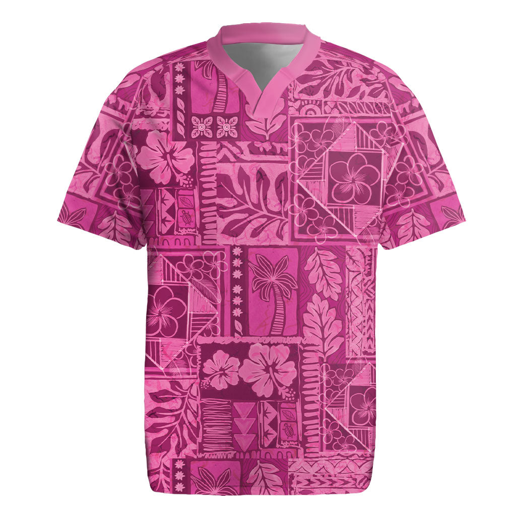 Hawaii Rainforest Beach Tropical Flowers Rugby Jersey LT14 Pink - Polynesian Pride