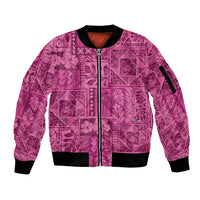 Hawaii Rainforest Beach Tropical Flowers Sleeve Zip Bomber Jacket