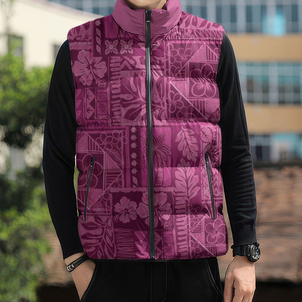 Hawaii Rainforest Beach Tropical Flowers Sleeveless Puffer Jacket LT14 - Polynesian Pride