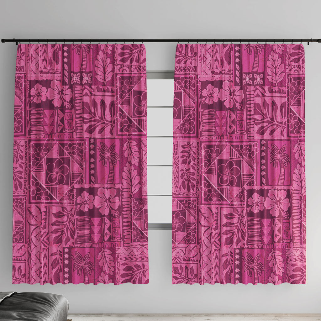 Hawaii Rainforest Beach Tropical Flowers Window Curtain LT14 With Hooks Pink - Polynesian Pride