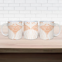 New Zealand Manta Ray Tattoo Ceramic Mug Aotearoa Maori Haehae Orange LT14 - Polynesian Pride