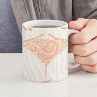 New Zealand Manta Ray Tattoo Ceramic Mug Aotearoa Maori Haehae Orange LT14 - Polynesian Pride