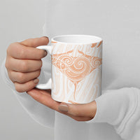 New Zealand Manta Ray Tattoo Ceramic Mug Aotearoa Maori Haehae Orange LT14 - Polynesian Pride