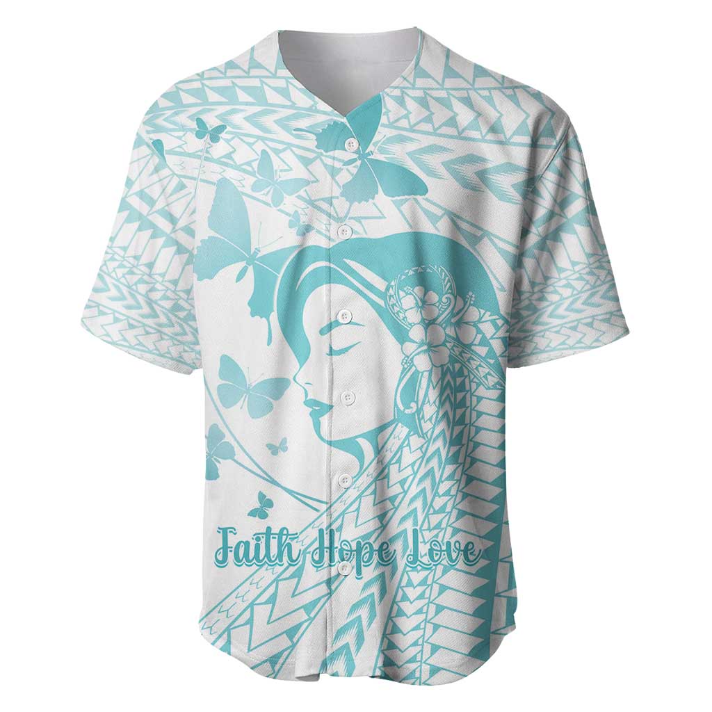 Polynesia Cervical Cancer Awareness Month Baseball Jersey Polynesian Women Faith Hope Love! LT14 White - Polynesian Pride