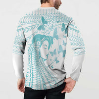 Polynesia Cervical Cancer Awareness Month Button Sweatshirt Polynesian Women Faith Hope Love!