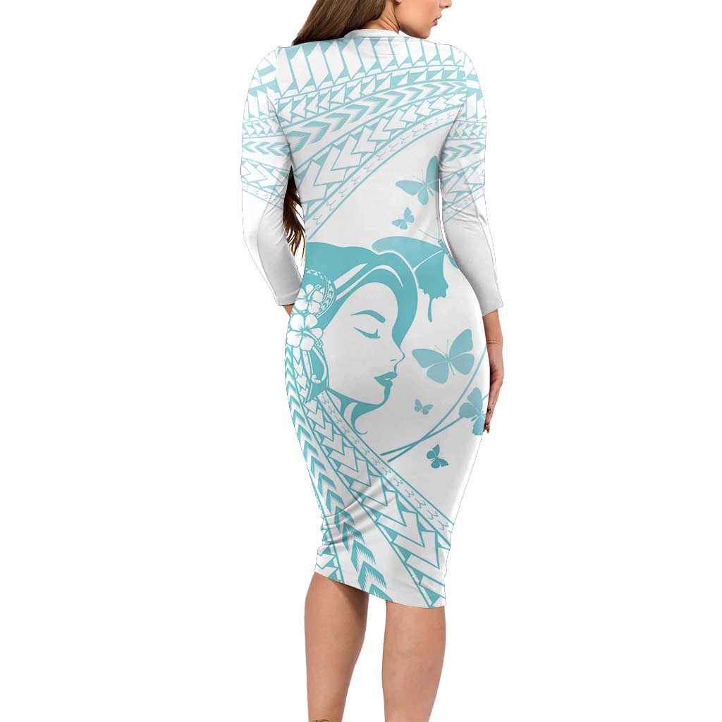 Polynesia Cervical Cancer Awareness Month Family Matching Long Sleeve Bodycon Dress and Hawaiian Shirt Polynesian Women Faith Hope Love! LT14 - Polynesian Pride