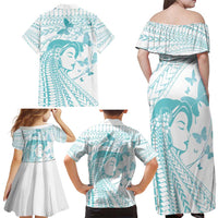 Polynesia Cervical Cancer Awareness Month Family Matching Off Shoulder Maxi Dress and Hawaiian Shirt Polynesian Women Faith Hope Love! LT14 - Polynesian Pride