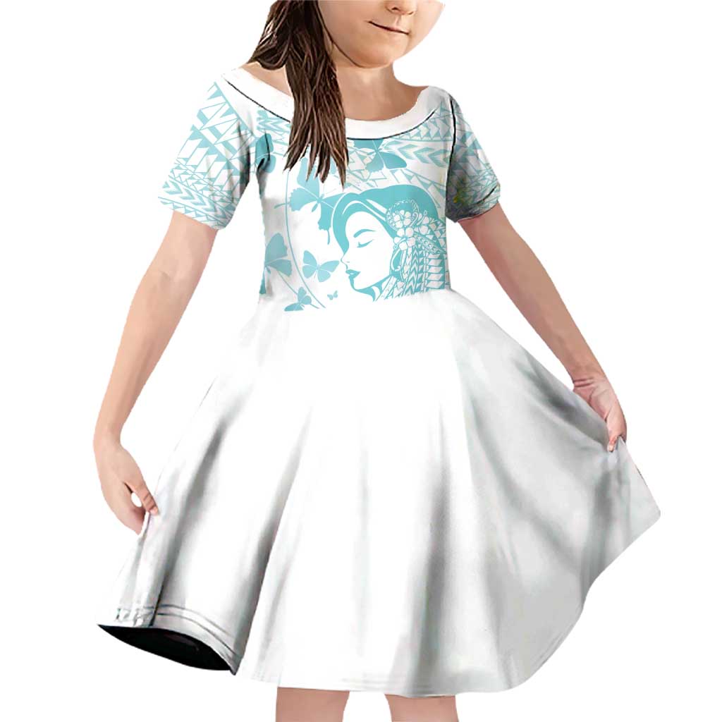 Polynesia Cervical Cancer Awareness Month Family Matching Off Shoulder Short Dress and Hawaiian Shirt Polynesian Women Faith Hope Love! LT14 Daughter's Dress White - Polynesian Pride