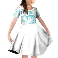 Polynesia Cervical Cancer Awareness Month Family Matching Off Shoulder Short Dress and Hawaiian Shirt Polynesian Women Faith Hope Love! LT14 Daughter's Dress White - Polynesian Pride