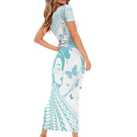 Polynesia Cervical Cancer Awareness Month Family Matching Short Sleeve Bodycon Dress and Hawaiian Shirt Polynesian Women Faith Hope Love! LT14 - Polynesian Pride