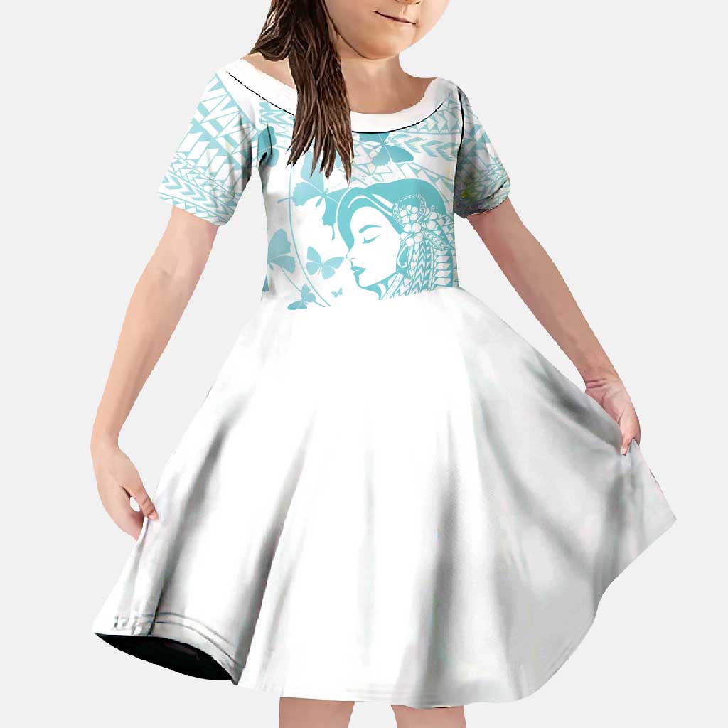 Polynesia Cervical Cancer Awareness Month Family Matching Summer Maxi Dress and Hawaiian Shirt Polynesian Women Faith Hope Love! LT14 Daughter's Dress White - Polynesian Pride