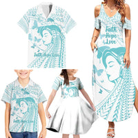 Polynesia Cervical Cancer Awareness Month Family Matching Summer Maxi Dress and Hawaiian Shirt Polynesian Women Faith Hope Love! LT14 - Polynesian Pride