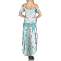 Polynesia Cervical Cancer Awareness Month Family Matching Summer Maxi Dress and Hawaiian Shirt Polynesian Women Faith Hope Love! LT14 - Polynesian Pride