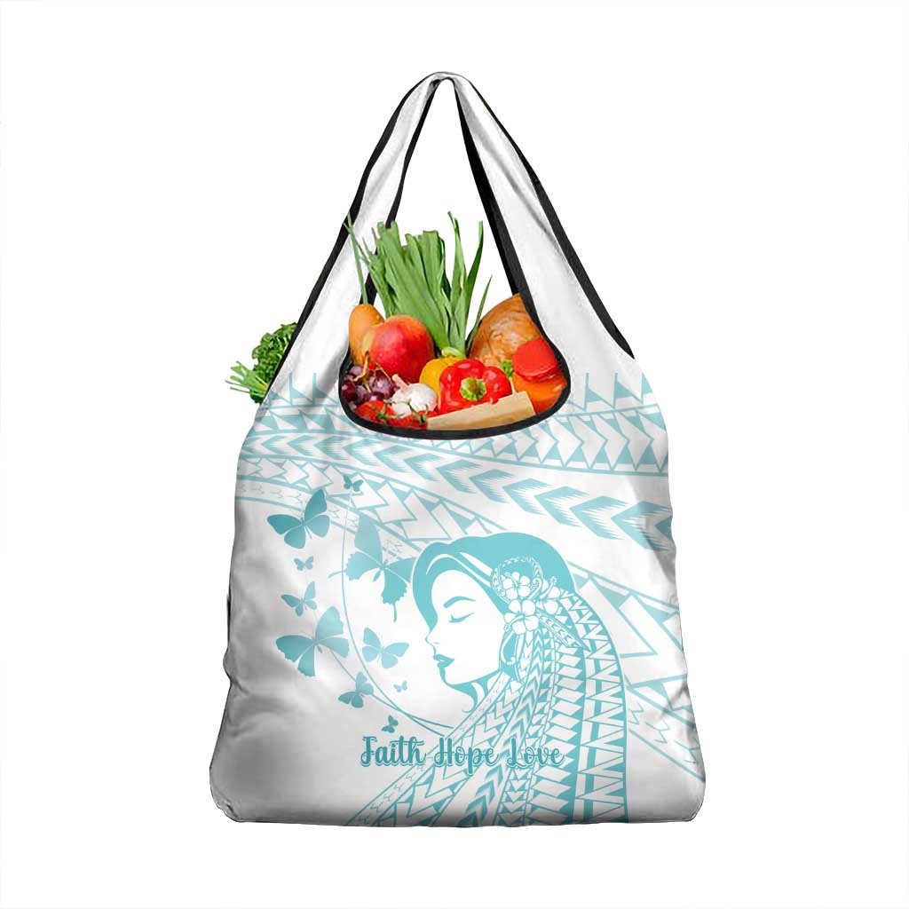 Polynesia Cervical Cancer Awareness Month Grocery Bag Polynesian Women Faith Hope Love! LT14 1-pack One Size White - Polynesian Pride