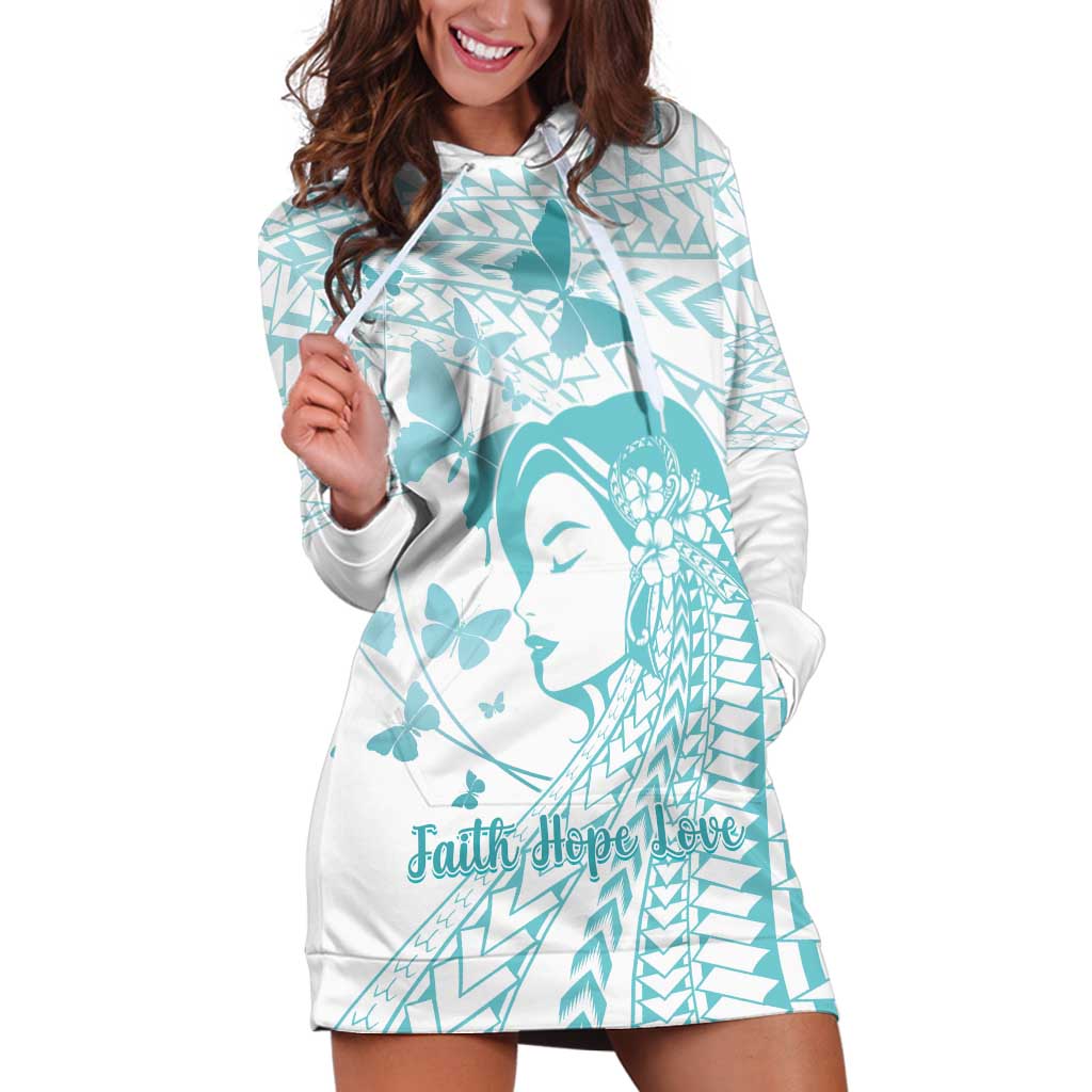 Polynesia Cervical Cancer Awareness Month Hoodie Dress Polynesian Women Faith Hope Love! LT14 White - Polynesian Pride