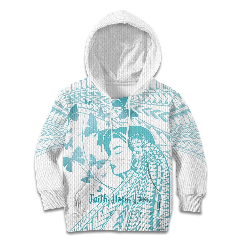 Polynesia Cervical Cancer Awareness Month Kid Hoodie Polynesian Women Faith Hope Love! LT14 Hoodie White - Polynesian Pride