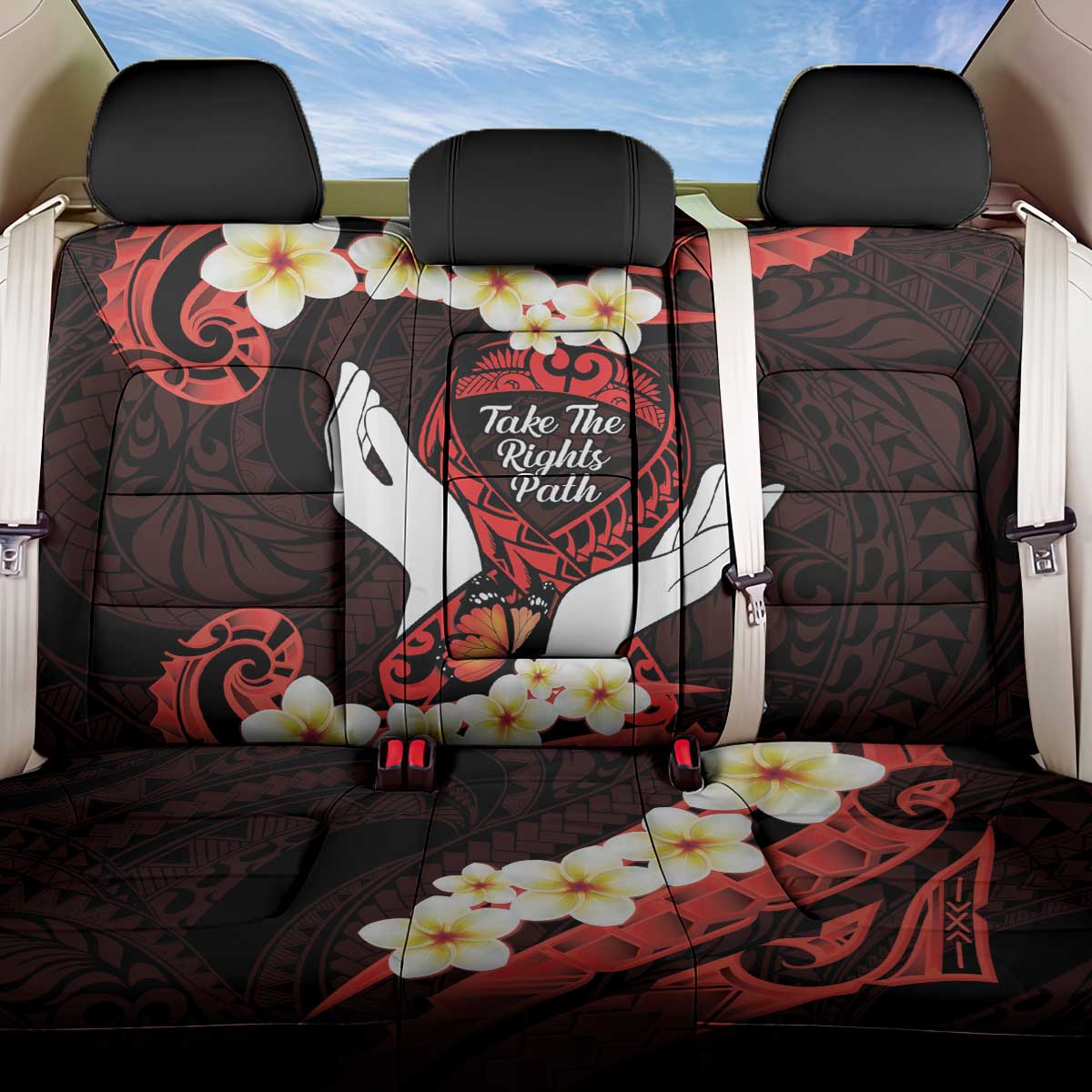 Polynesia AIDS Awareness Month Back Car Seat Cover Take The Rights Path Polynesian Pattern LT14 One Size Red - Polynesian Pride