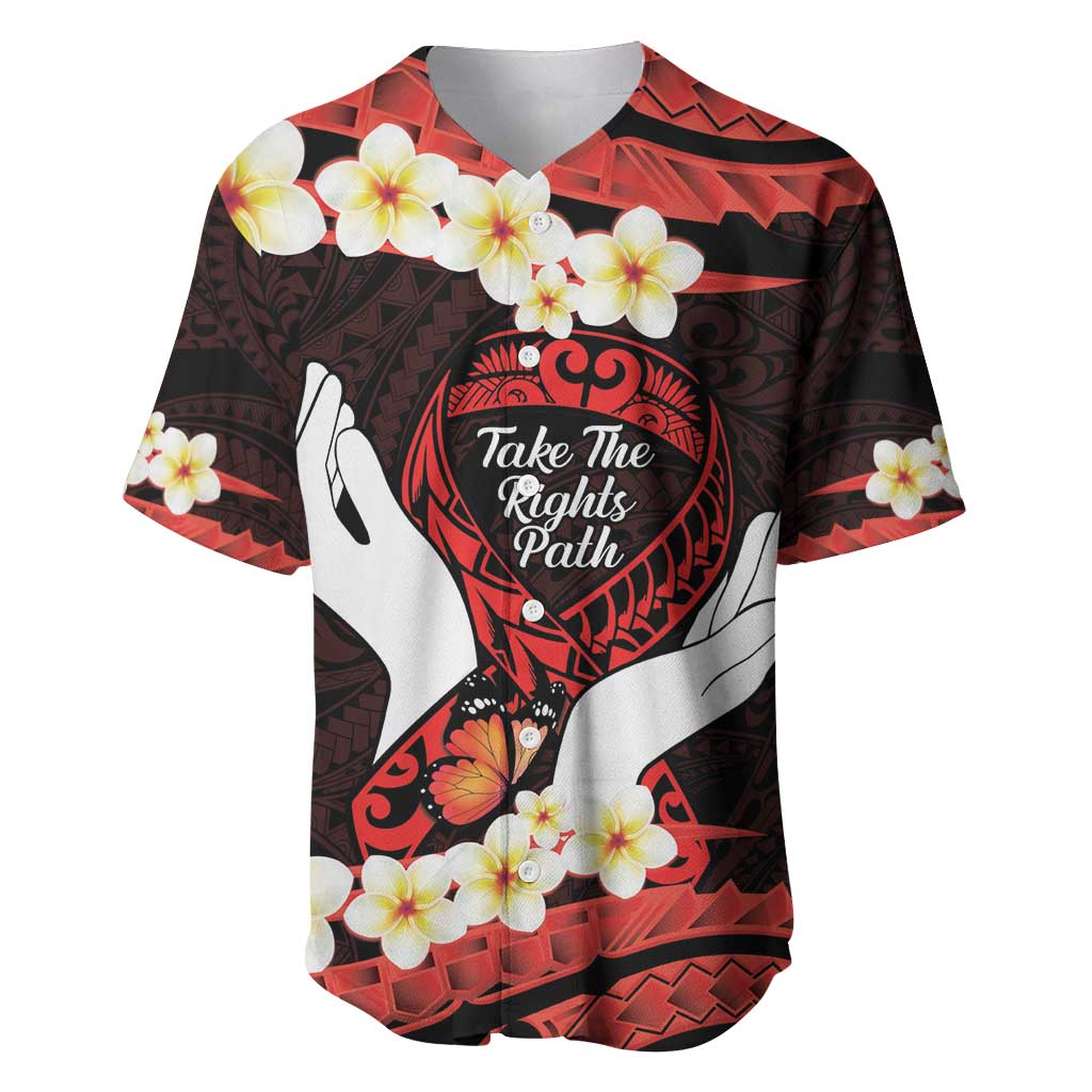 Polynesia AIDS Awareness Month Baseball Jersey Take The Rights Path Polynesian Pattern LT14 Red - Polynesian Pride