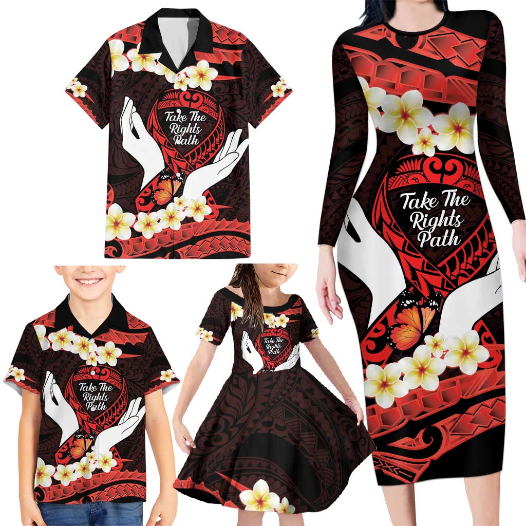 Polynesia AIDS Awareness Month Family Matching Long Sleeve Bodycon Dress and Hawaiian Shirt Take The Rights Path Polynesian Pattern LT14 - Polynesian Pride