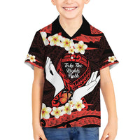 Polynesia AIDS Awareness Month Family Matching Long Sleeve Bodycon Dress and Hawaiian Shirt Take The Rights Path Polynesian Pattern