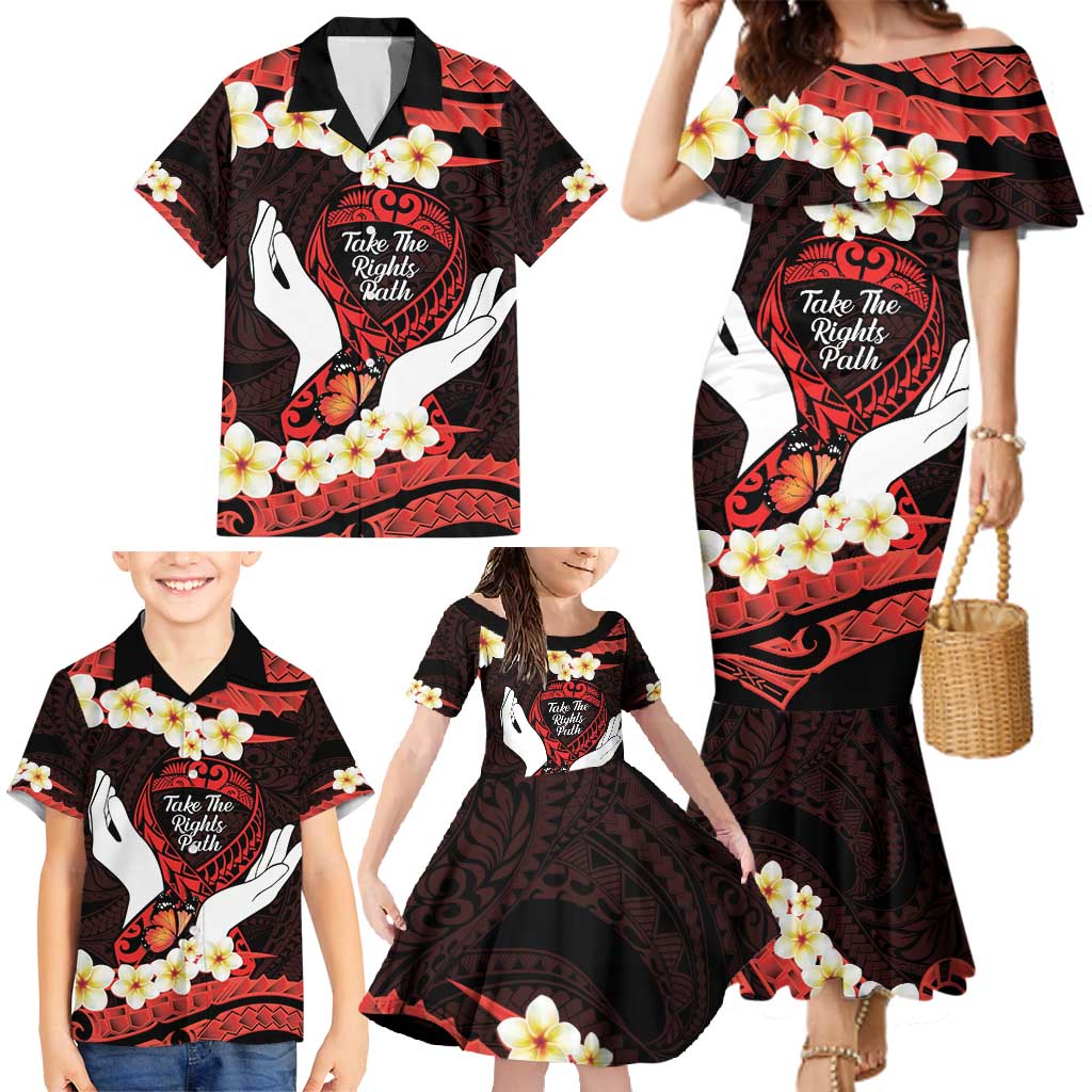 Polynesia AIDS Awareness Month Family Matching Mermaid Dress and Hawaiian Shirt Take The Rights Path Polynesian Pattern LT14 - Polynesian Pride