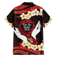 Polynesia AIDS Awareness Month Family Matching Off The Shoulder Long Sleeve Dress and Hawaiian Shirt Take The Rights Path Polynesian Pattern
