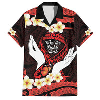 Polynesia AIDS Awareness Month Family Matching Off Shoulder Short Dress and Hawaiian Shirt Take The Rights Path Polynesian Pattern LT14 Dad's Shirt - Short Sleeve Red - Polynesian Pride