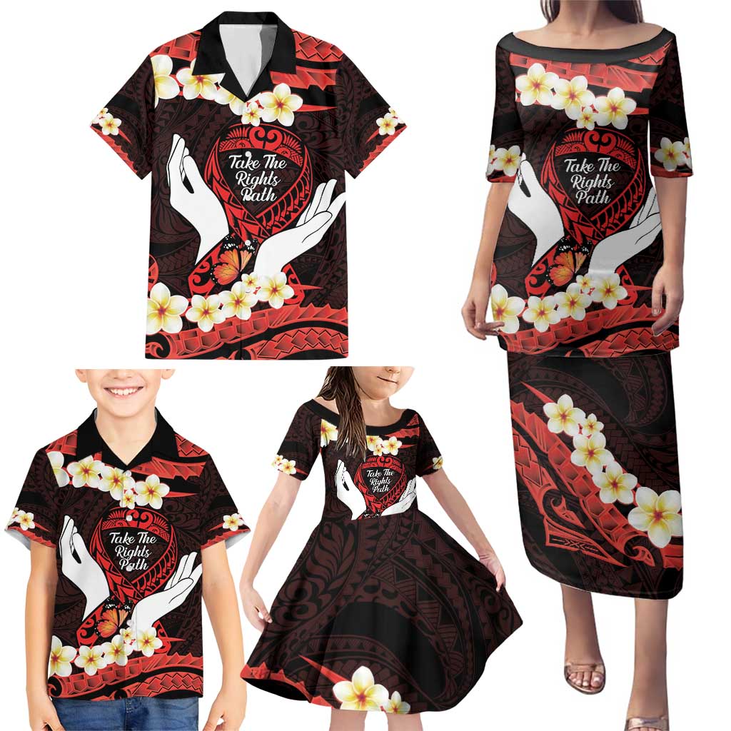 Polynesia AIDS Awareness Month Family Matching Puletasi and Hawaiian Shirt Take The Rights Path Polynesian Pattern LT14 - Polynesian Pride
