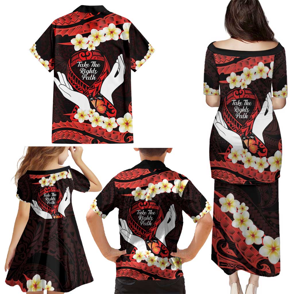 Polynesia AIDS Awareness Month Family Matching Puletasi and Hawaiian Shirt Take The Rights Path Polynesian Pattern LT14 - Polynesian Pride