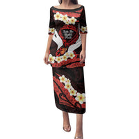 Polynesia AIDS Awareness Month Family Matching Puletasi and Hawaiian Shirt Take The Rights Path Polynesian Pattern LT14 Mom's Dress Red - Polynesian Pride