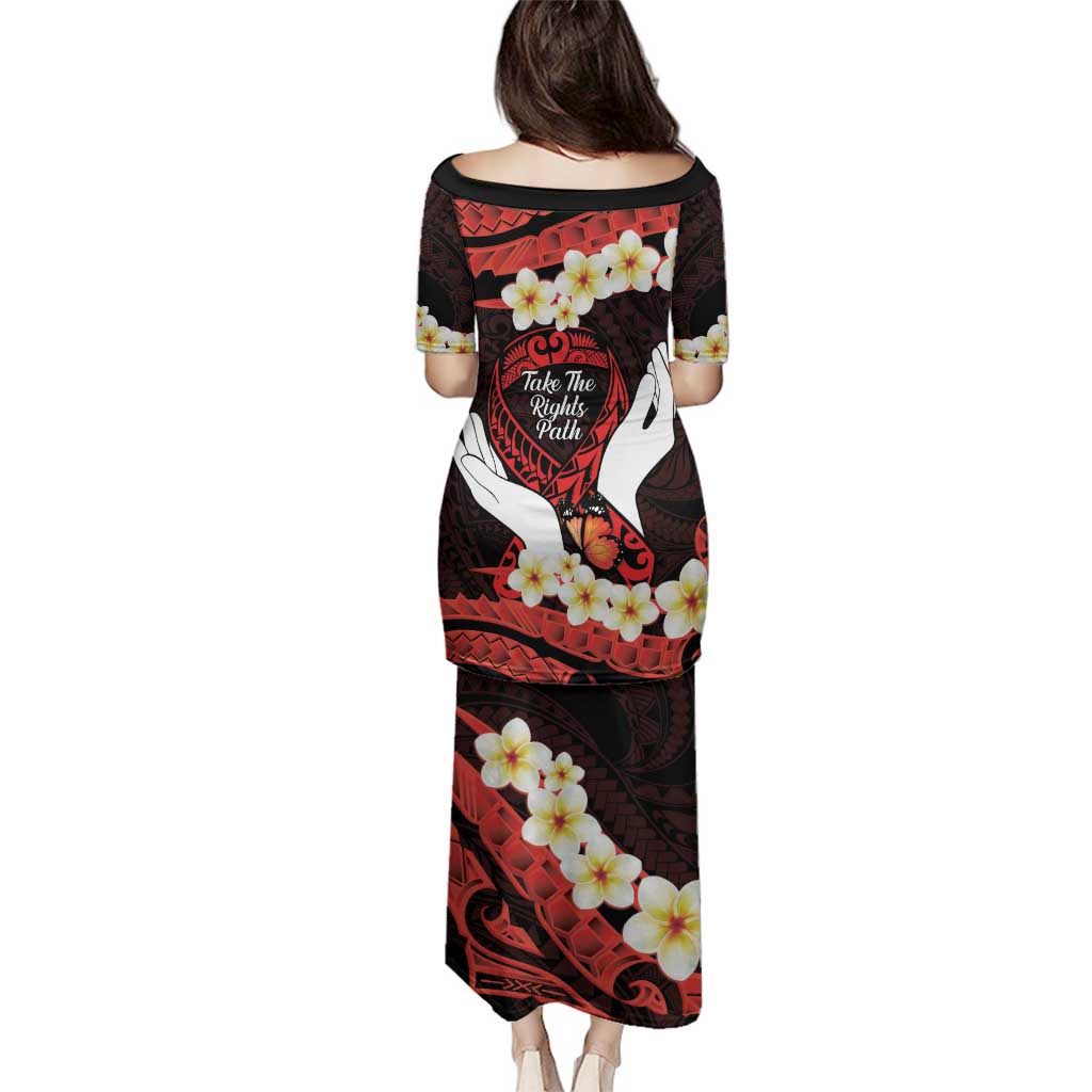 Polynesia AIDS Awareness Month Family Matching Puletasi and Hawaiian Shirt Take The Rights Path Polynesian Pattern LT14 - Polynesian Pride