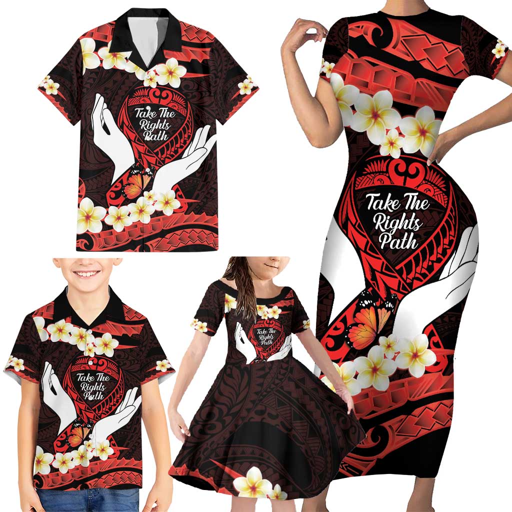 Polynesia AIDS Awareness Month Family Matching Short Sleeve Bodycon Dress and Hawaiian Shirt Take The Rights Path Polynesian Pattern LT14 - Polynesian Pride