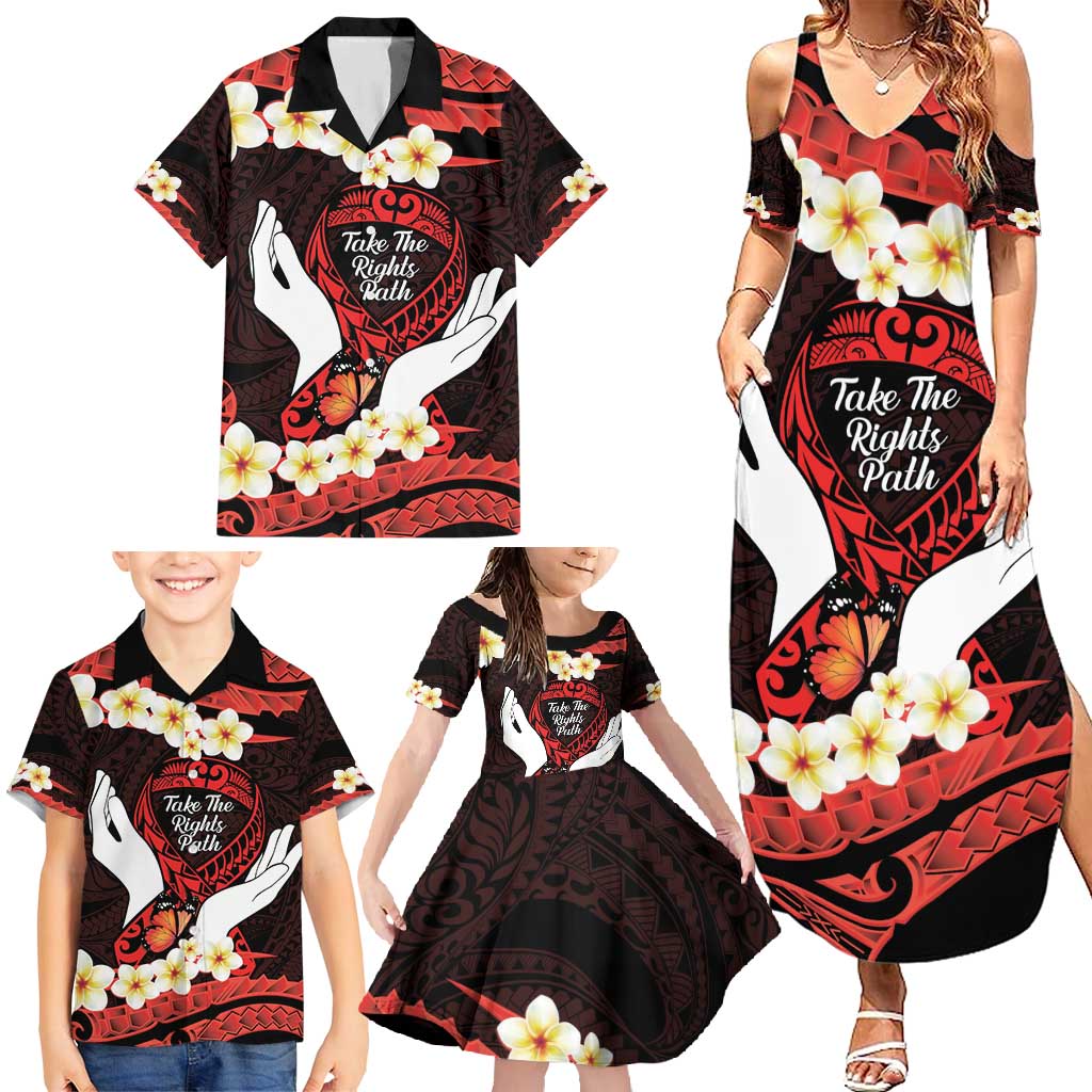 Polynesia AIDS Awareness Month Family Matching Summer Maxi Dress and Hawaiian Shirt Take The Rights Path Polynesian Pattern LT14 - Polynesian Pride