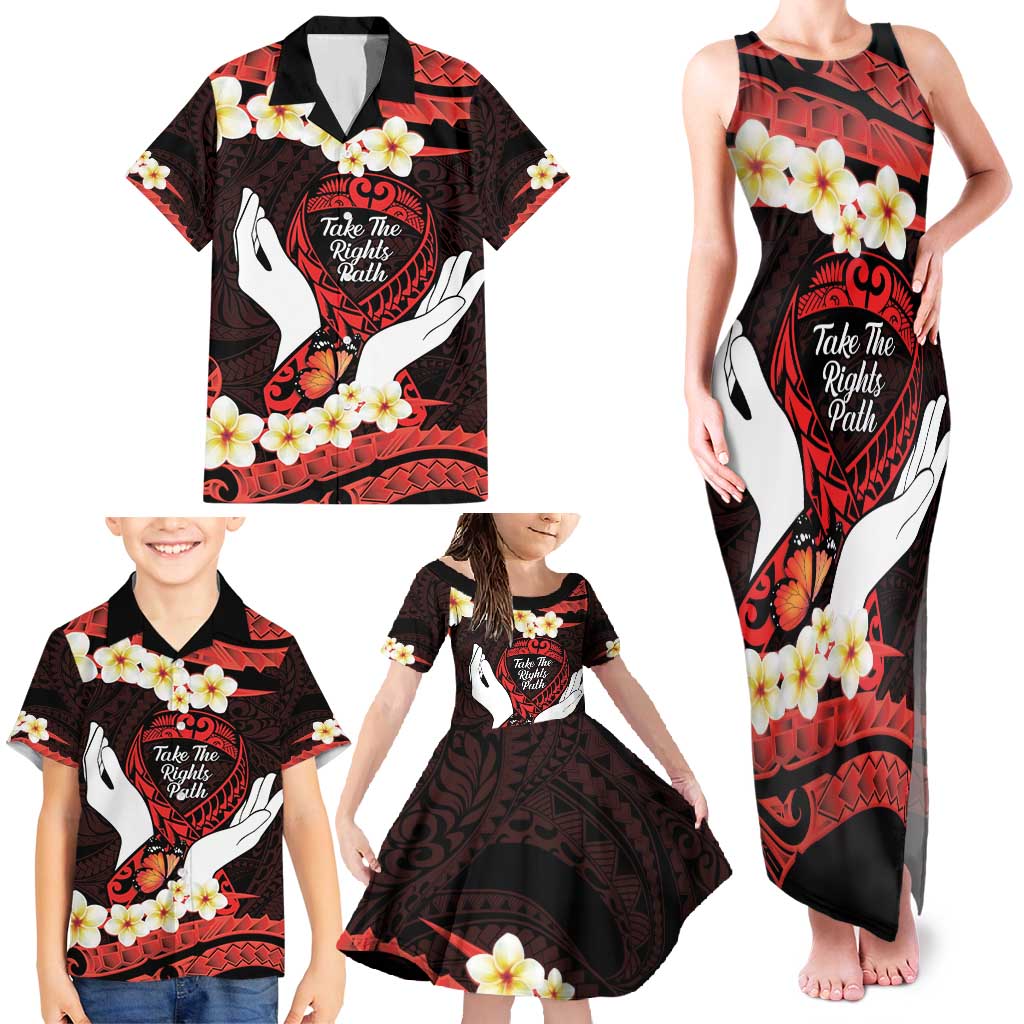 Polynesia AIDS Awareness Month Family Matching Tank Maxi Dress and Hawaiian Shirt Take The Rights Path Polynesian Pattern LT14 - Polynesian Pride